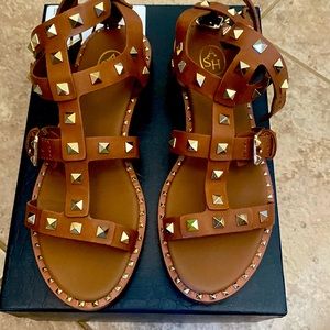 ASH Sandals size 8 tan with gold trim